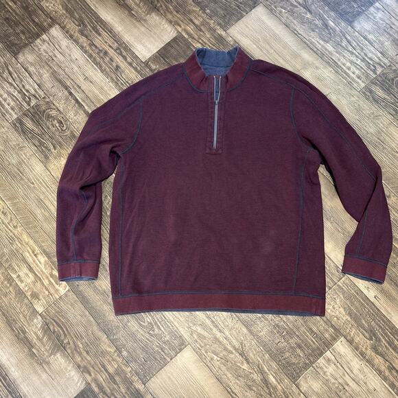 Tommy Bahama Men’s Blue Red Reversible Quarter Zip Pullover Sweatshirt 2XL - Picture 6 of 8